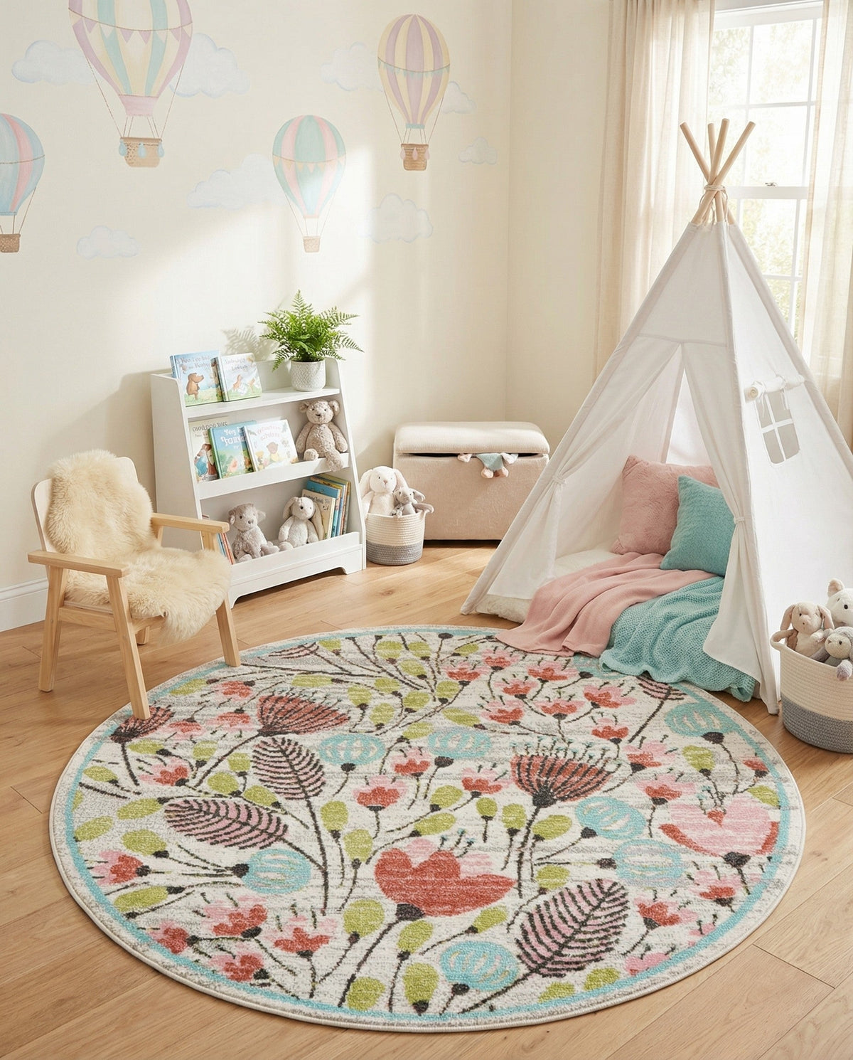 Wonder Tykes Collection Area Rug -  Fantasy Round Ivory  lifestyle 104