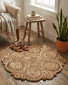 Woven Seaside Jute Collection Area Rug - Whittaker Round Natural  lifestyle 41