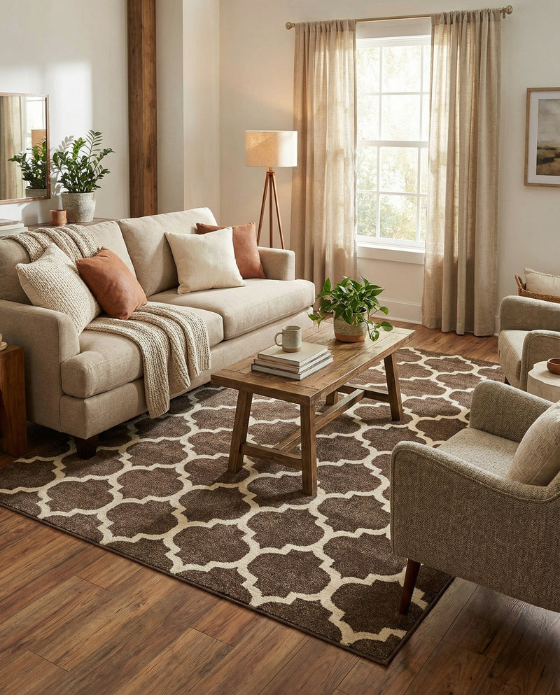 Lattice Gardens Collection Area Rug -  Bloomfield (Brown) Rectangle Brown  lifestyle 26
