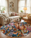 Meadow Breeze Collection Area Rug -  Daffodil Round Multi  lifestyle 73