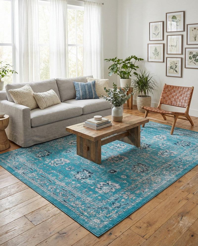 Geneva Terrace Collection Area Rug -  Lausanne Rectangle Blue  lifestyle 34
