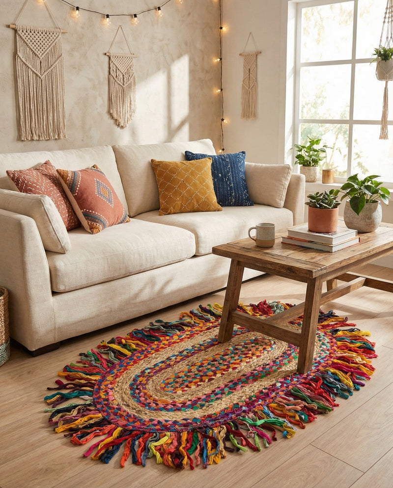Osian Looms Collection Area Rug - Kathmandu Oval Multi  lifestyle 59