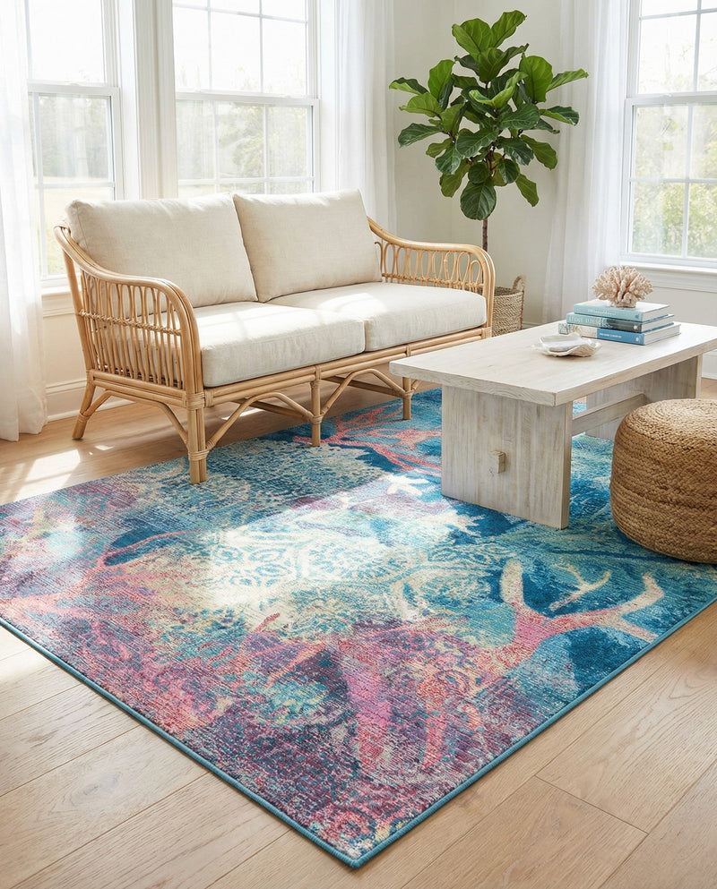 Seaside Haven Rugs Collection Area Rug - Marina Rectangle Multi  lifestyle 25