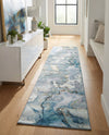 Urban Terrace Collection Area Rug -  Vertex Runner Blue and Ivory  lifestyle 69