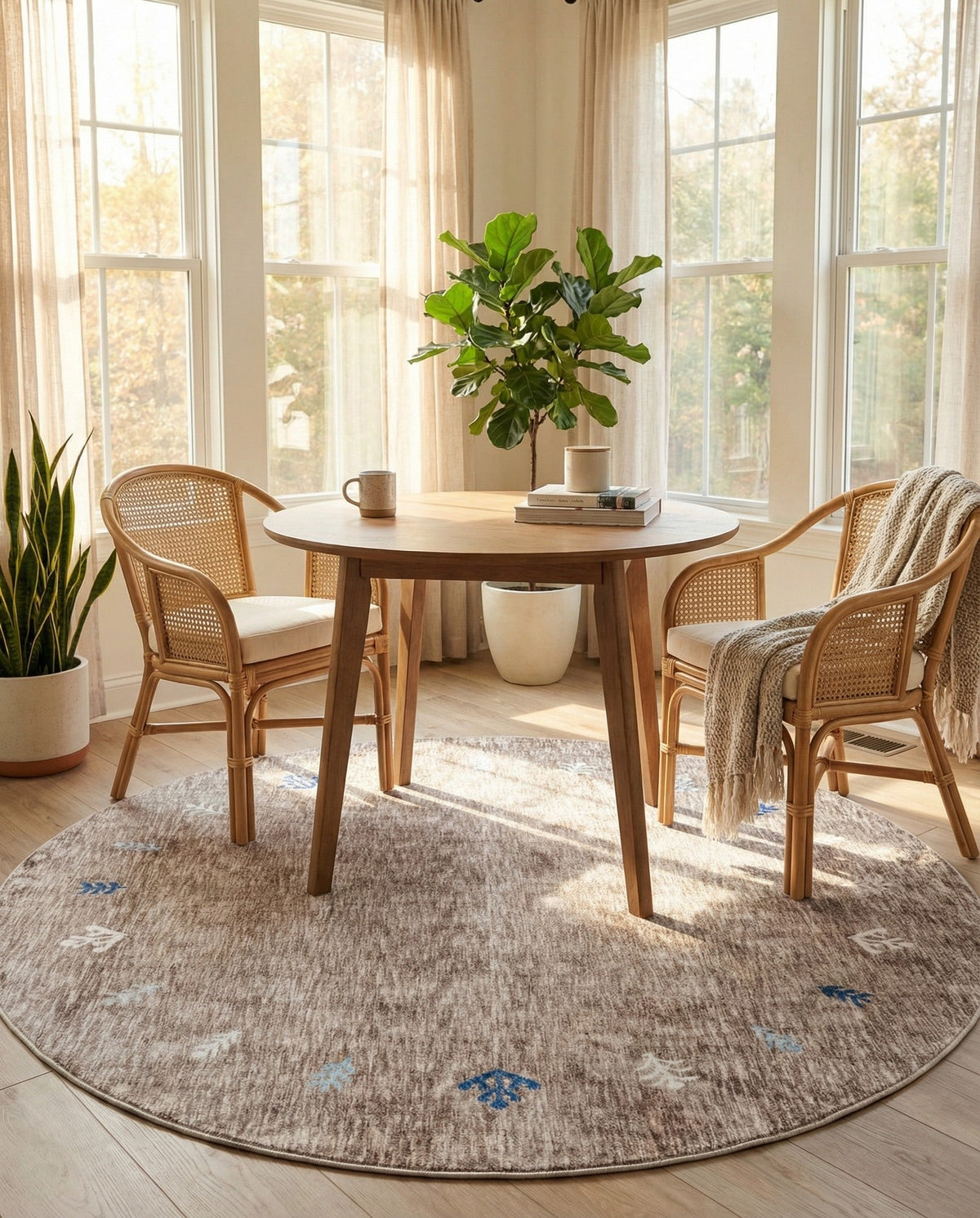 Zagros Shades Collection Area Rug -  Yasuj Round Gray Brown  lifestyle 83