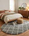 Berber Lattice Shag Collection Area Rug - Atlas (Gray) Oval Gray  lifestyle 34