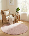 Garden Lattice Charm Collection Area Rug - Arbor (Pink) Round Pink  lifestyle 55