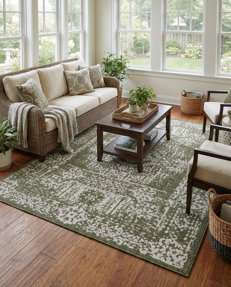 Patio Heritage Collection Area Rug - Savannah (Green) Rectangle Green  lifestyle 26