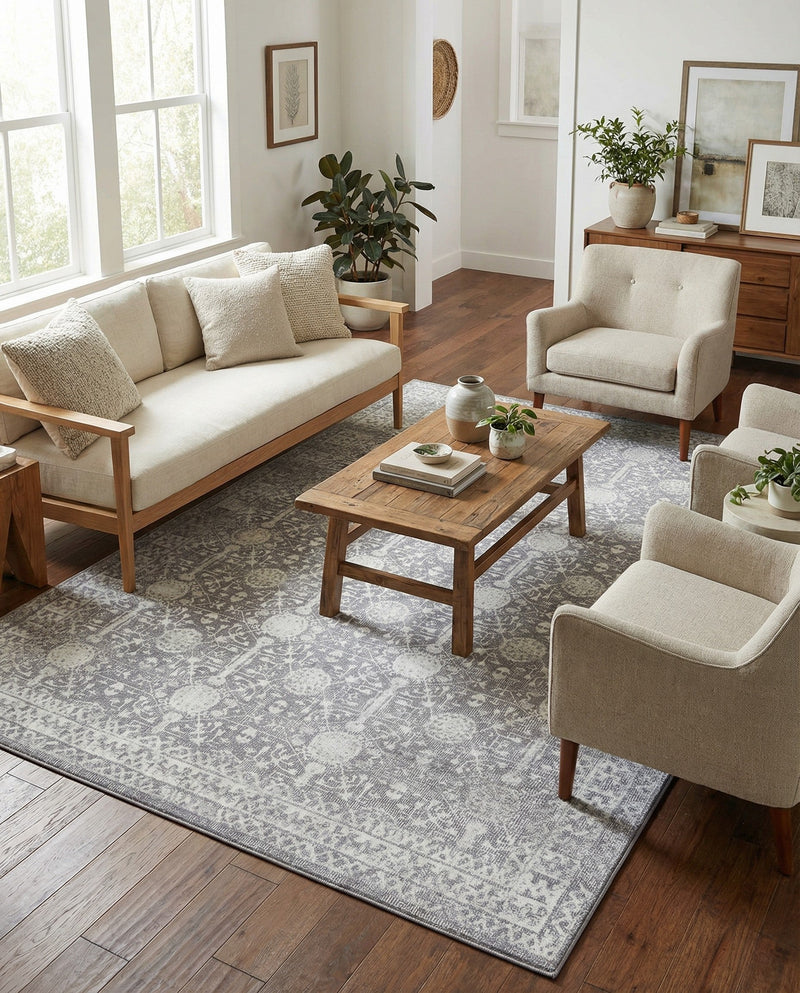 Heritage Elegance Collection Area Rug -  Chatsworth Rectangle Gray  lifestyle 13