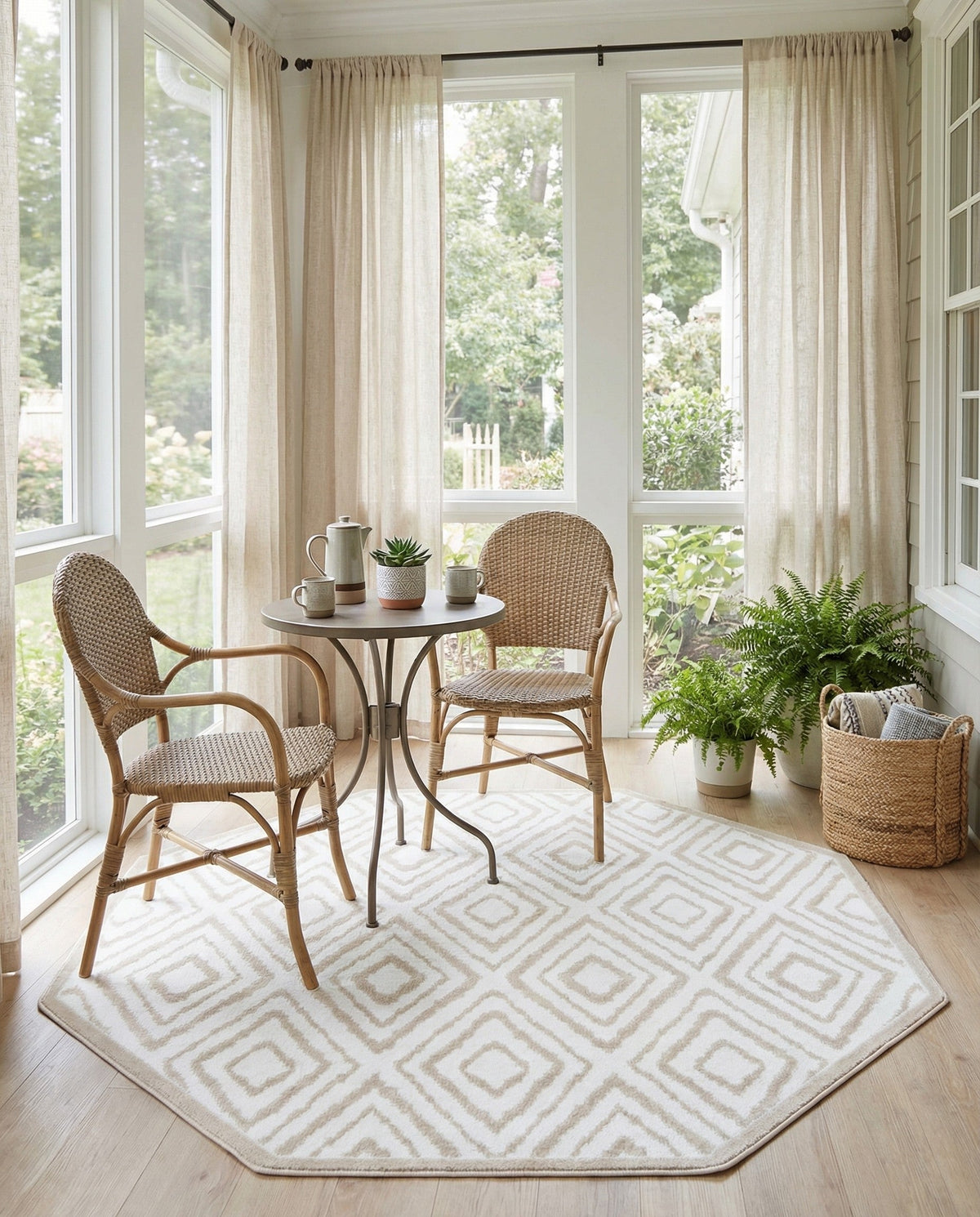 Sanctuary Retreat Collection Area Rug -  Oasis Octagon Snow White  lifestyle 132