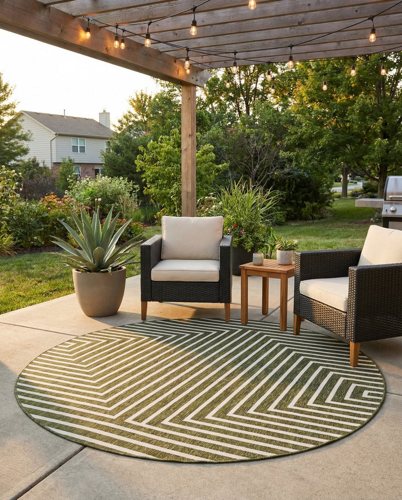 Urban Terrace Collection Area Rug -  Astoria (Green) Round Green  lifestyle 59