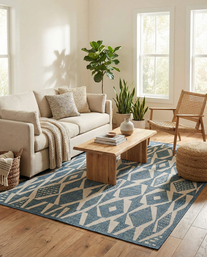 Coastal Terrace Collection Area Rug -  Tidepool Rectangle Blue  lifestyle 13