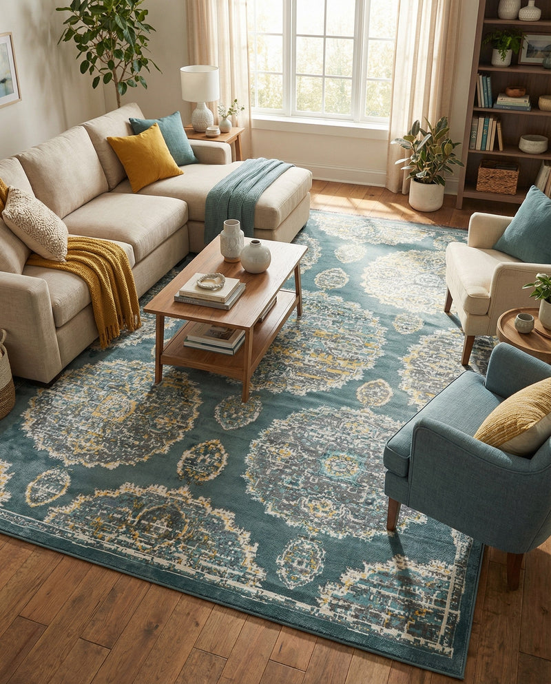 Arcadia Rugs Collection Area Rug -  Atlantis (Gray and Blue) Rectangle Gray and Blue  lifestyle 11