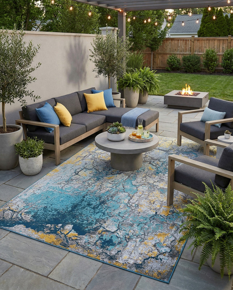 Urban Terrace Collection Area Rug -  Lanai Rectangle Gradient Blue  lifestyle 11