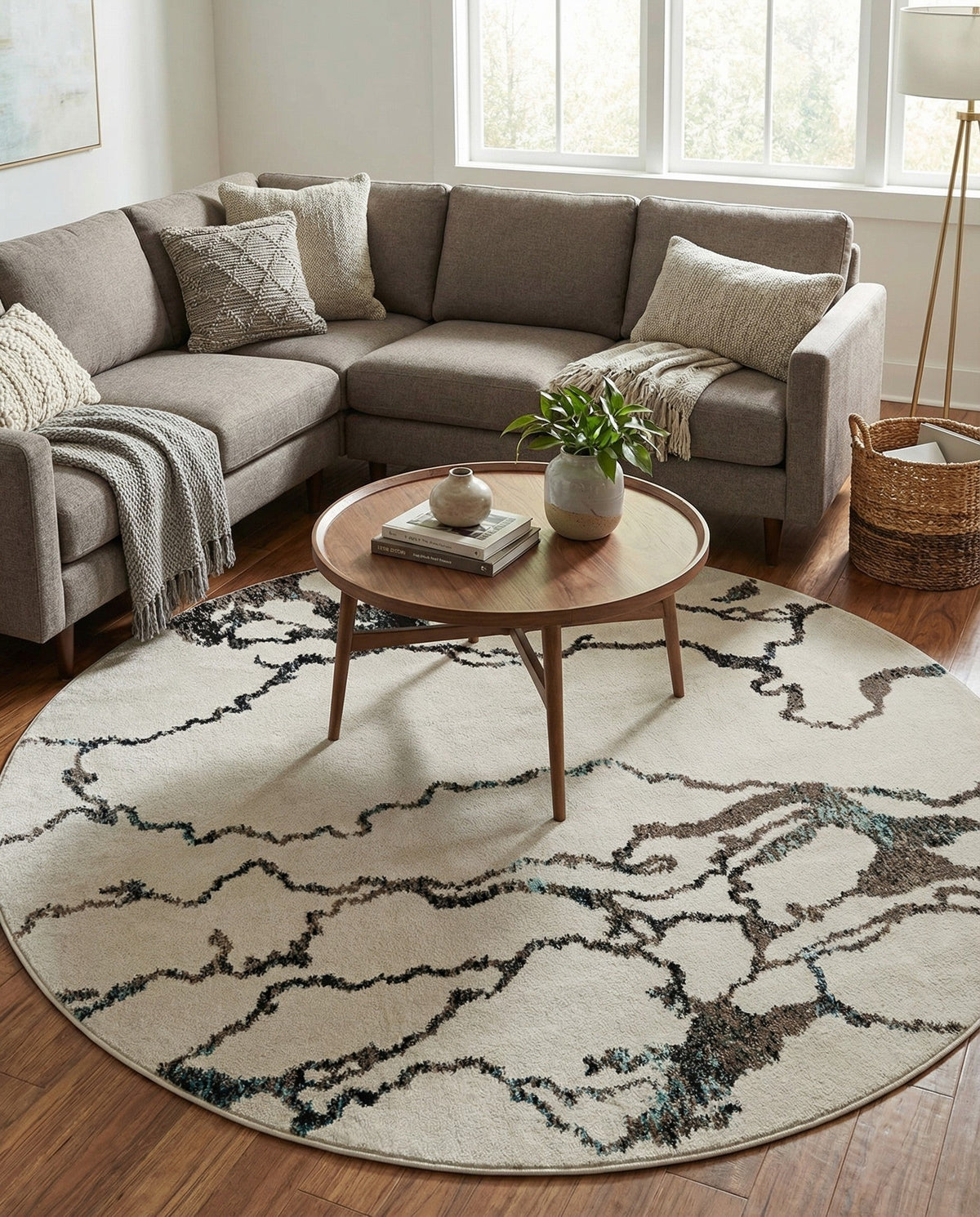 Brighton Terrace Collection Area Rug -  Aldrington Round Ivory  lifestyle 132