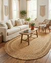 Woven Seaside Jute Collection Area Rug - Varadero Oval Natural  lifestyle 16