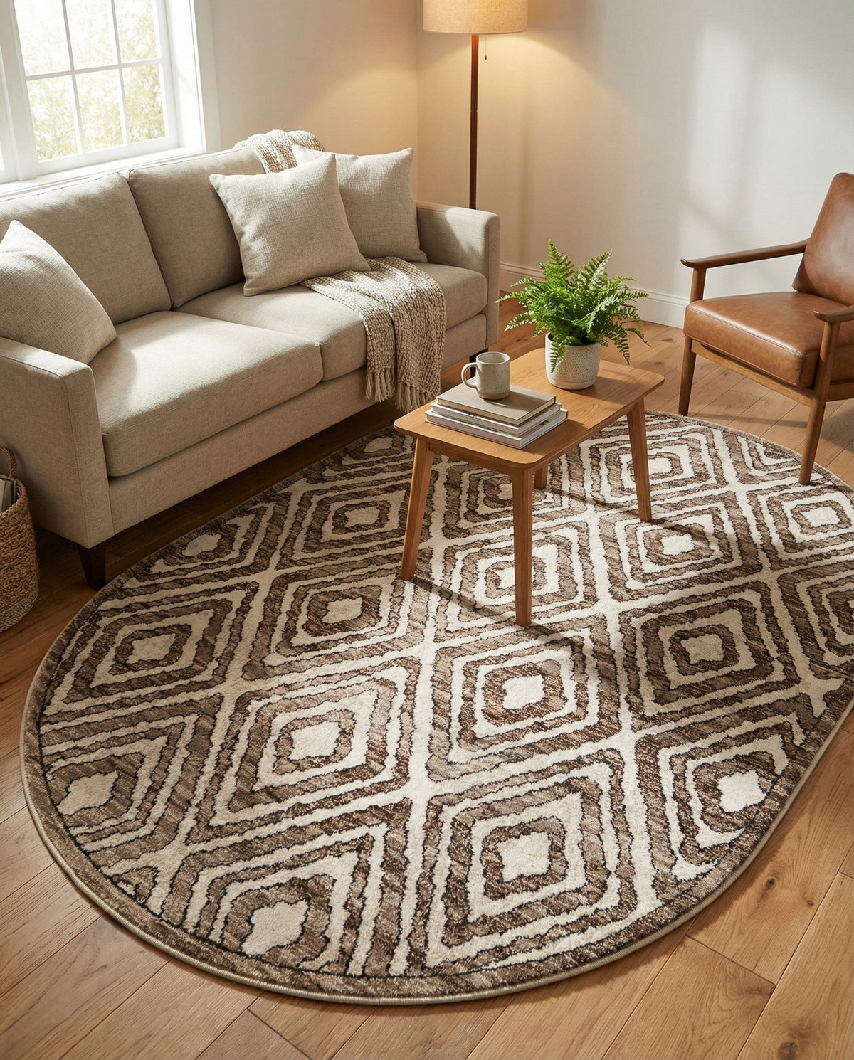 Sanctuary Retreat Collection Area Rug -  Oasis Oval Chocolate Brown  lifestyle 157