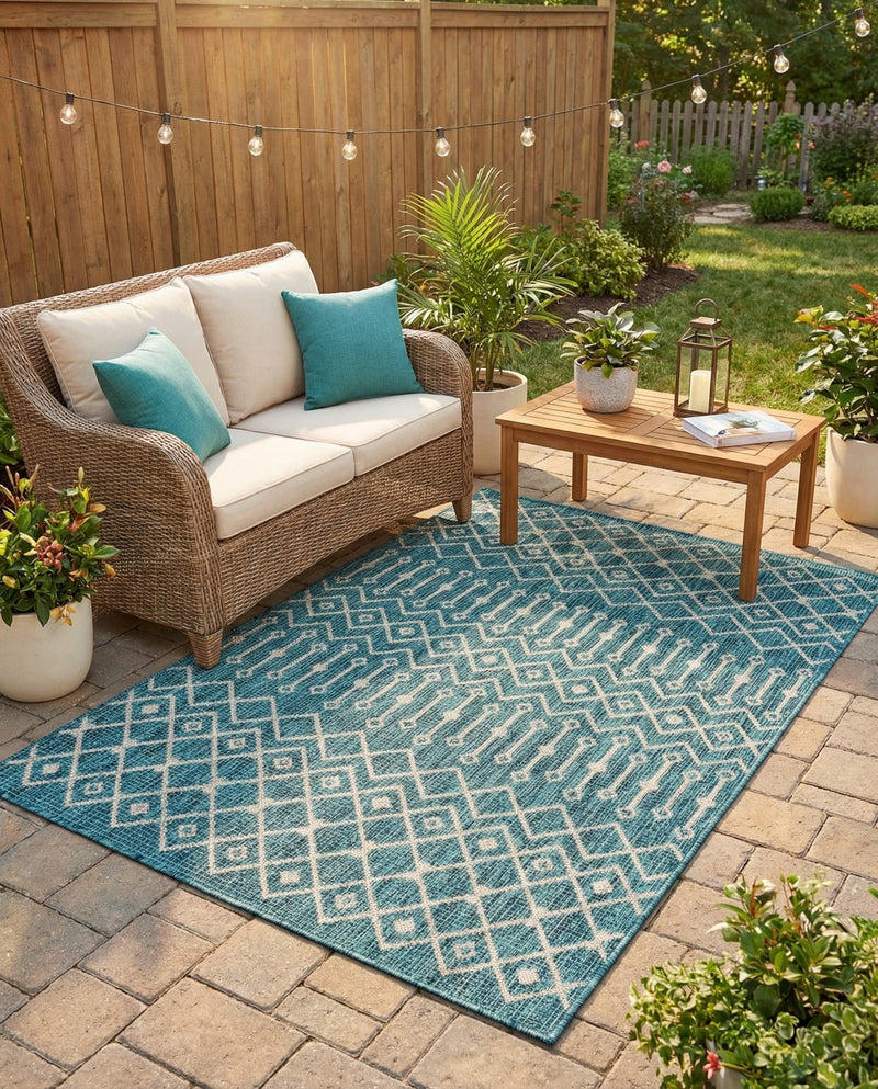 Savannah Pergola Collection Area Rug -  Pergola (Teal) Rectangle Teal  lifestyle 10