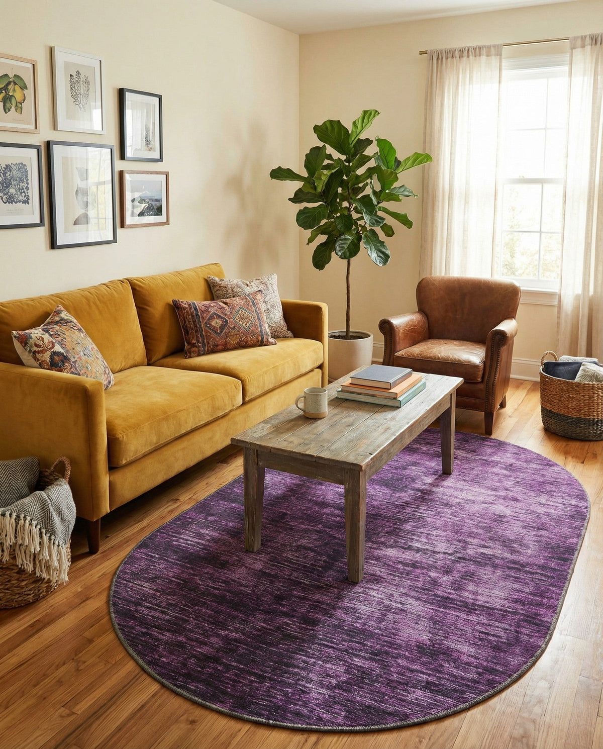 Sahara Essence Collection Area Rug - Oasis (Purple) Oval Purple  lifestyle 86