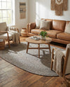 Woven Seaside Jute Collection Area Rug - Savannah (Gray) Oval Gray  lifestyle 54