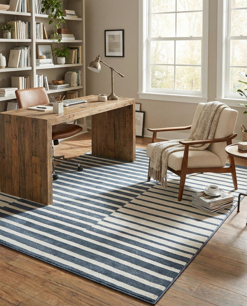 Copenhagen Edge Collection Area Rug -  Vesterbro Rectangle Blue  lifestyle 36