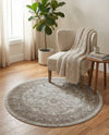 Horizon Collection Area Rug -  Apex (Light Gray) Round Light Gray  lifestyle 45