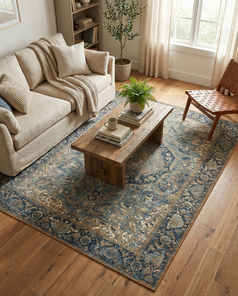 Patio Heritage Collection Area Rug -  Haven Rectangle Blue  lifestyle 30