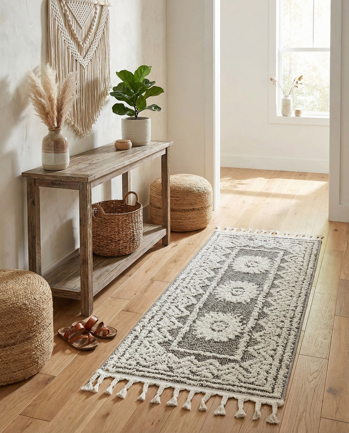 Sahara Chic Collection Area Rug -  Tangier Runner Gray  lifestyle 187