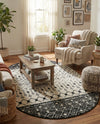 Mediterranean Lattice Collection Area Rug -  Casablanca (Black and White) Oval Black and White  lifestyle 68