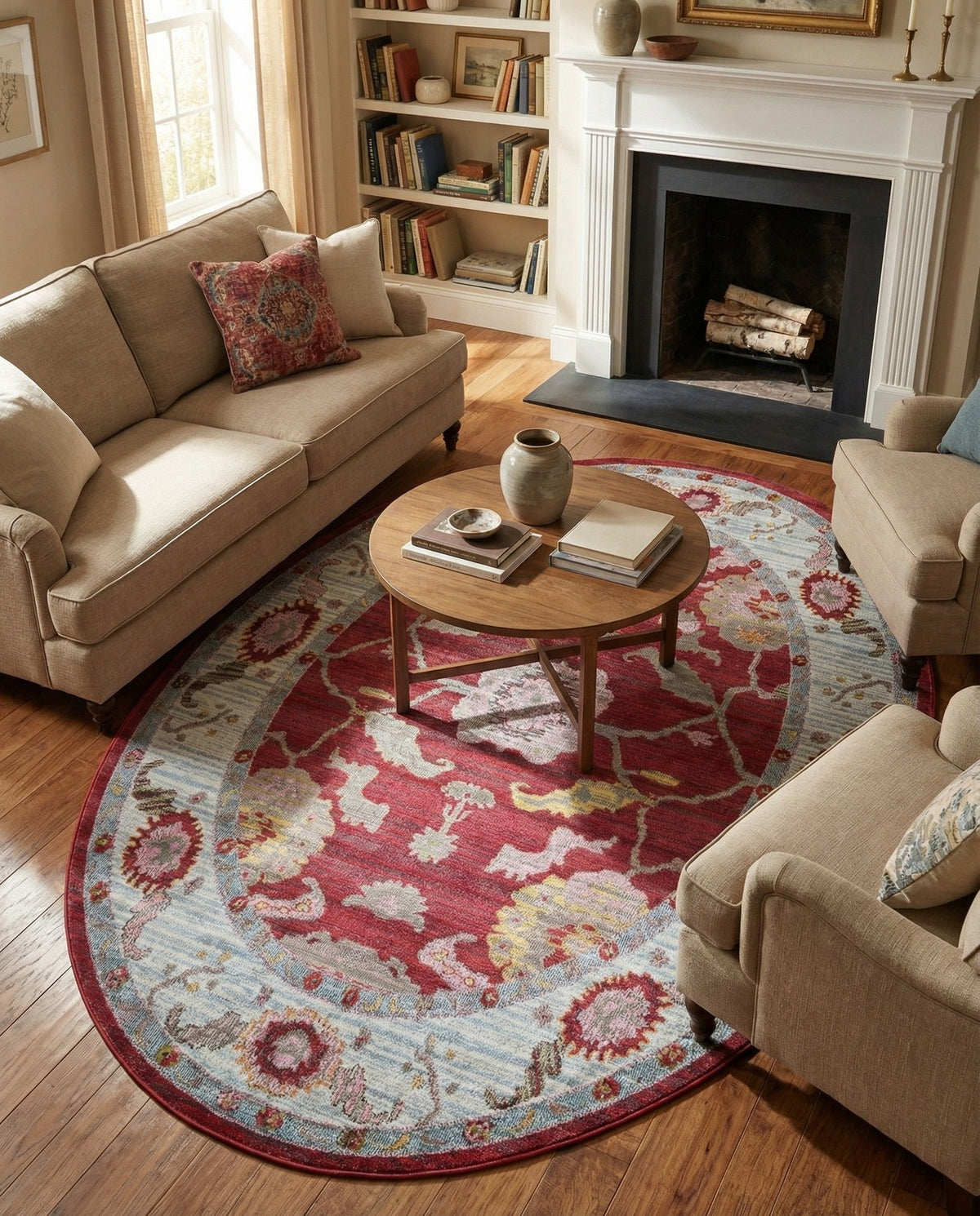 Arcadia Rugs Collection Area Rug - Eden (Red) Oval Red  lifestyle 84