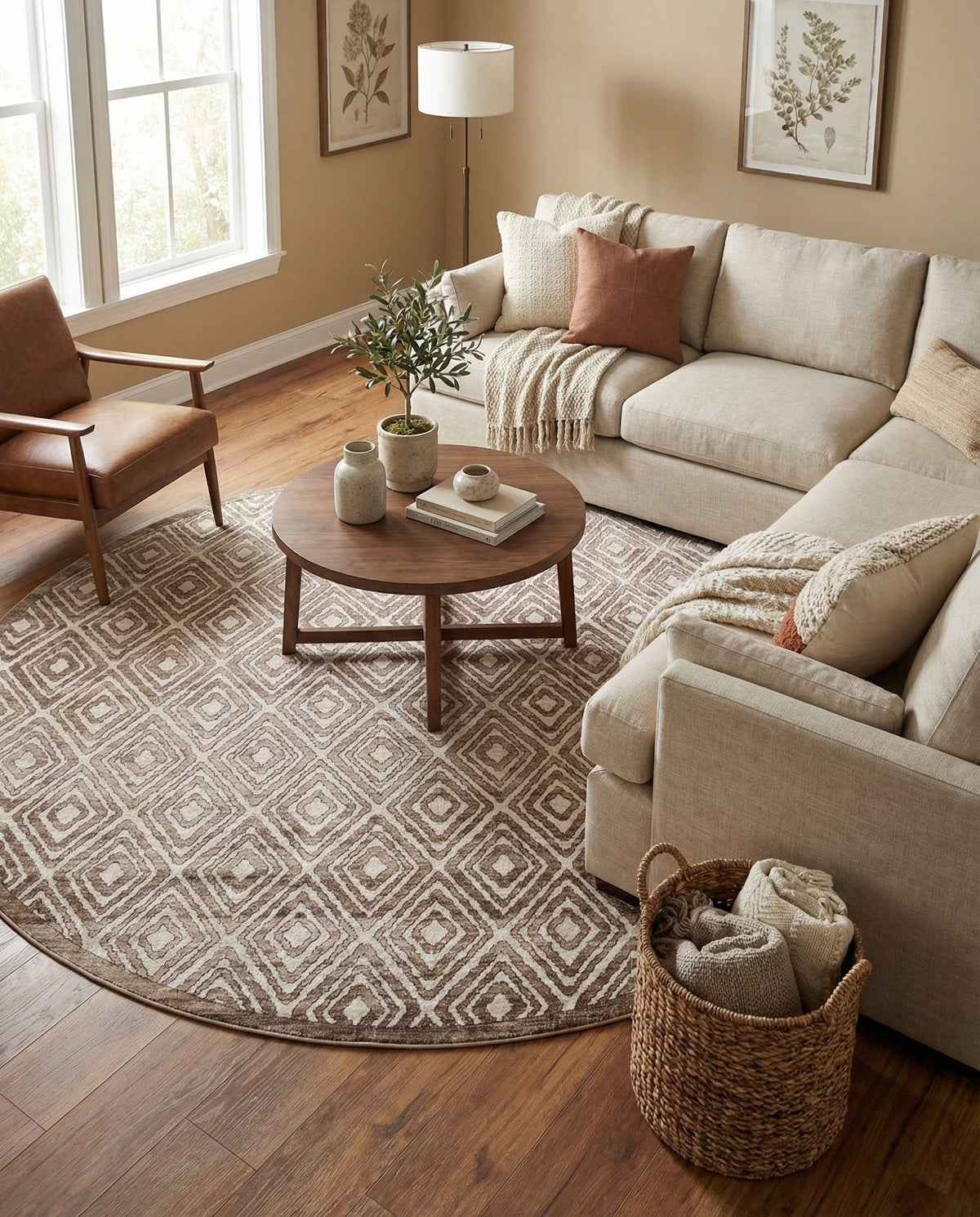 Sanctuary Retreat Collection Area Rug -  Oasis Round Chocolate Brown  lifestyle 162
