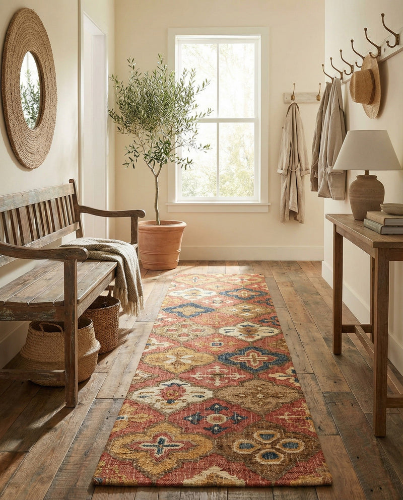 Benares Handwoven Jute Collection Area Rug - Ganges Runner Multi  lifestyle 56