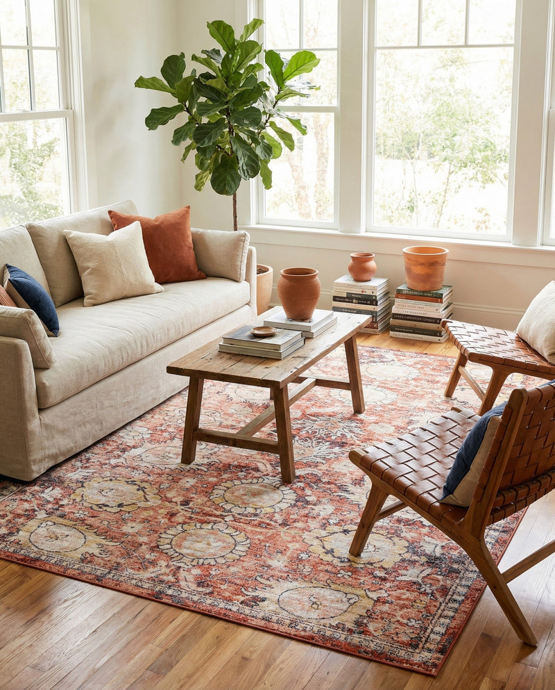 Seville Stripes Collection Area Rug -  Cordoba (Brick Red) Rectangle Brick Red  lifestyle 26