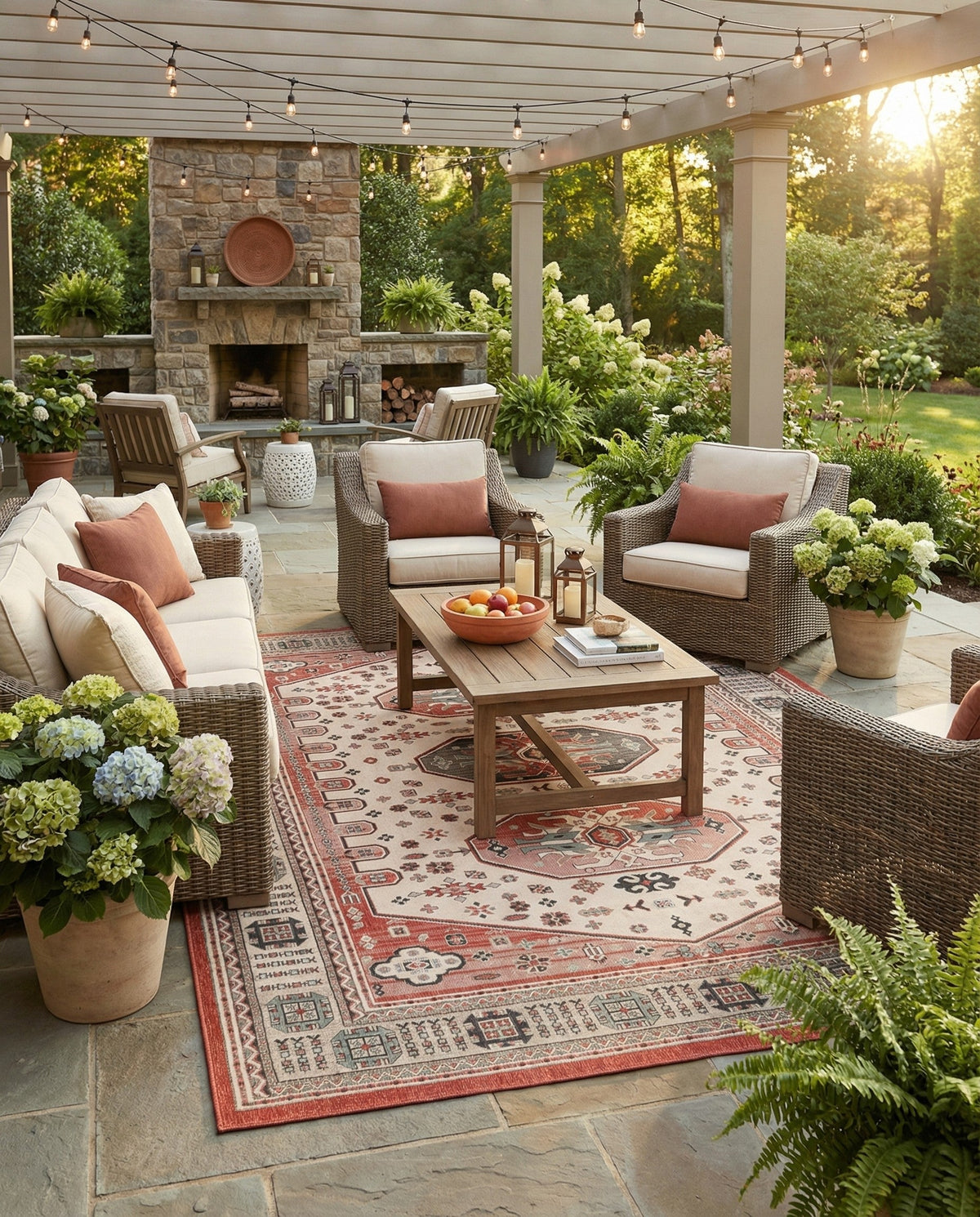 Patio Heritage Collection Area Rug - Veranda Rectangle Multi  lifestyle 5