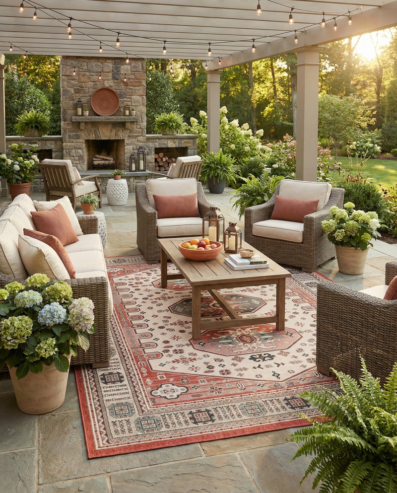 Patio Heritage Collection Area Rug - Veranda Rectangle Multi  lifestyle 5