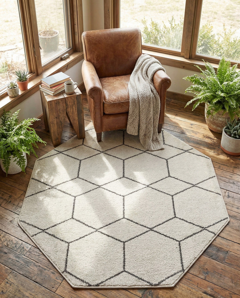 Trellis Mosaic Collection Area Rug - Arborville (Ivory) Octagon Ivory  lifestyle 88
