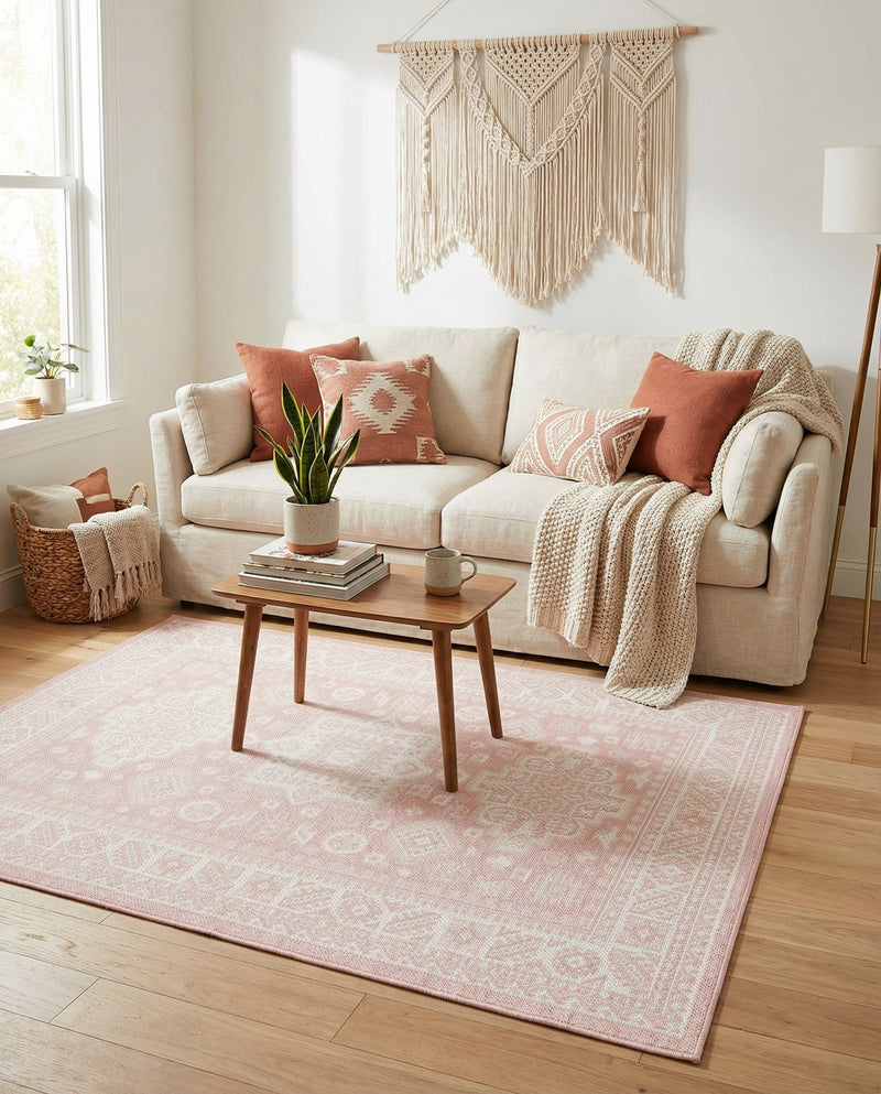 Tribal Terrace Treasures Collection Area Rug -  Incan Isle (Pink) Rectangle Pink  lifestyle 29