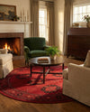 Samarkand Elegance Collection Area Rug -  Fergana Round Red  lifestyle 74