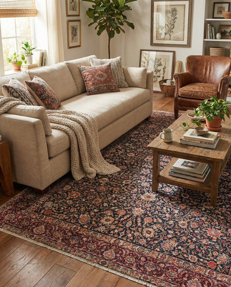 Bazaar Chic Collection Area Rug -  Tangier Rectangle Navy Blue  lifestyle 13