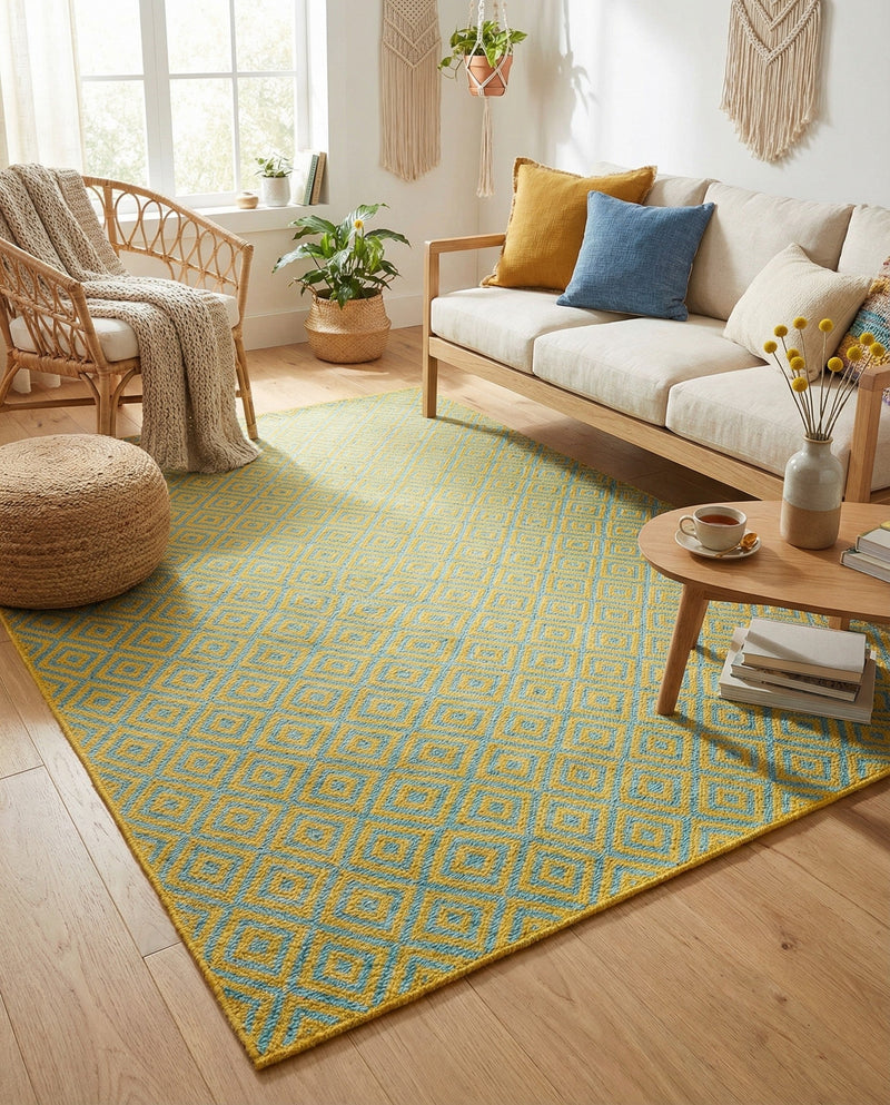 Urban Oasis Rugs Collection Area Rug -  Rooftop (Yellow and Aqua) Rectangle Yellow and Aqua  lifestyle 18