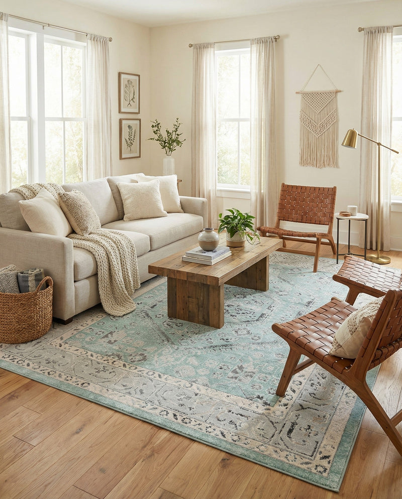Adriana Terrace Collection Area Rug - Capri (Aqua) Rectangle Aqua  lifestyle 10