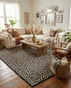 Savannah Threads Collection Area Rug -  Thar Rectangle Black and Ivory  lifestyle 46