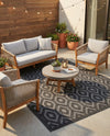 Garden Lattice Charm Collection Area Rug - Arbor (Charcoal) Rectangle Charcoal  lifestyle 12