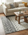 Mediterranean Lattice Collection Area Rug -  Casablanca (Ivory and Gray) Rectangle Ivory and Gray  lifestyle 14