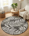 Seaside Blooms Collection Area Rug - Verdure (Charcoal) Round Charcoal  lifestyle 57