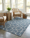 Geo Garden Lattice Collection Area Rug - Savannah Rectangle Harbor Blue  lifestyle 35