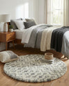 Berber Lattice Shag Collection Area Rug - Atlas (Ivory) Round Ivory  lifestyle 31