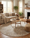 Cascade Range Collection Area Rug -  Shasta (Ivory) Round Ivory  lifestyle 60
