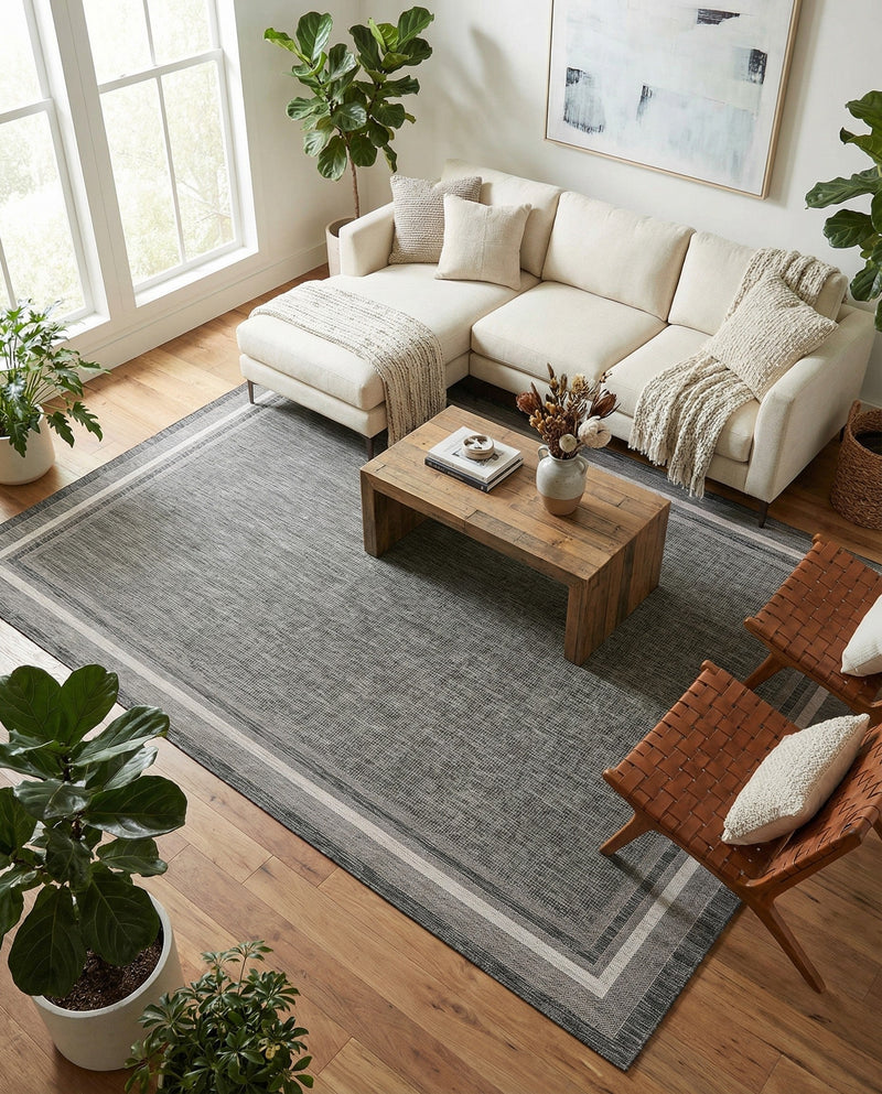 Terrace Fringe Collection Area Rug - Veranda (Black) Rectangle Black  lifestyle 16