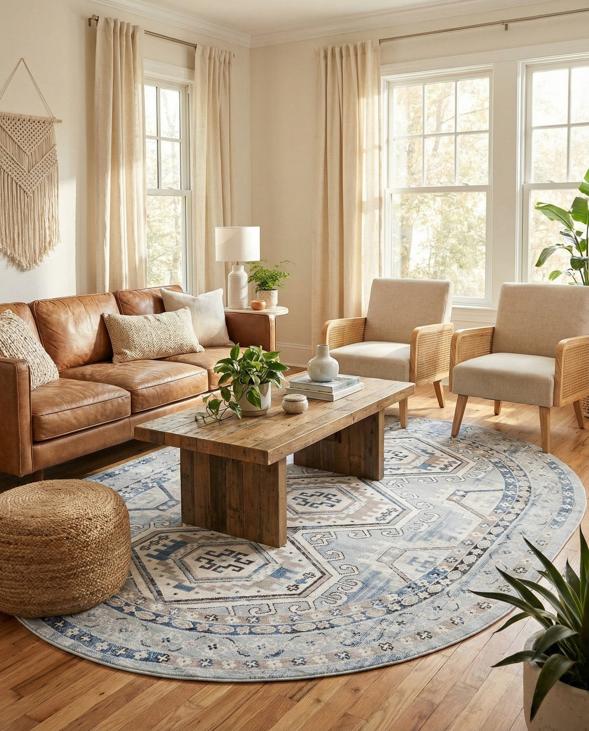 Savannah Elegance Collection Area Rug -  Tybee (Aqua Blue) Oval Aqua Blue  lifestyle 99